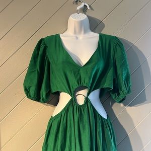 Flying tomato Green open cutout stomach dress